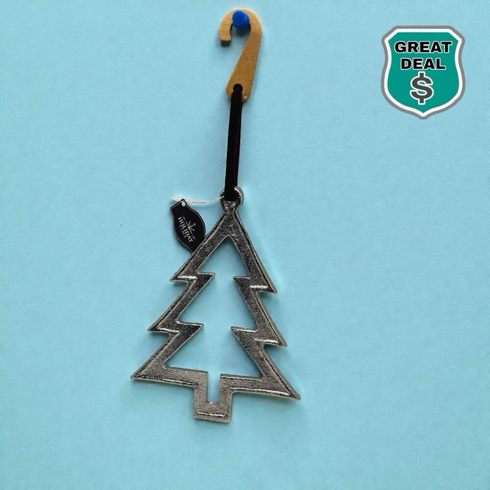 Holiday Time Aluminum Christmas Tree Silver Ornament. NEW! NWT!